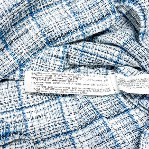 Zara Blue Overall Tweed Plaid Pinafore Mini Dress Size M - Picture 15 of 16